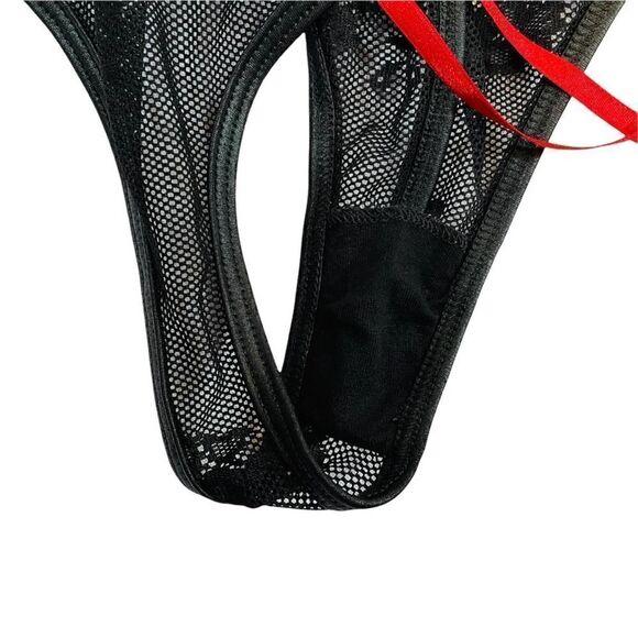 Mesh & Lace Thong Bodysuit Corset Back - Picture 11 of 12